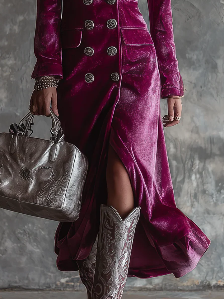 Vivienne | Luxe fluwelen blazerjurk met knopen